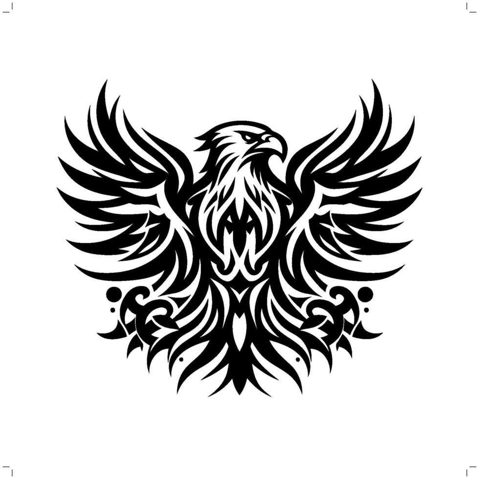 eagle, hawk in modern tribal tattoo, abstract line art of animals, minimalist contour. vector