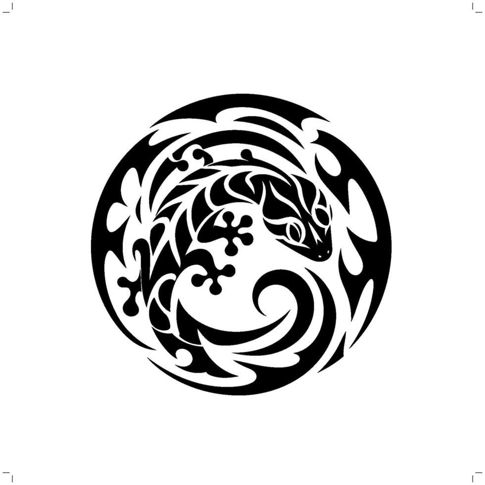 geco en moderno tribal tatuaje, resumen línea Arte de animales, minimalista contorno. vector