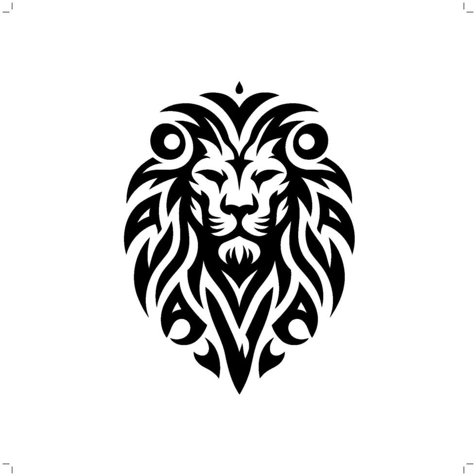 lion, leo in modern tribal tattoo, abstract line art of animals, minimalist contour. vector