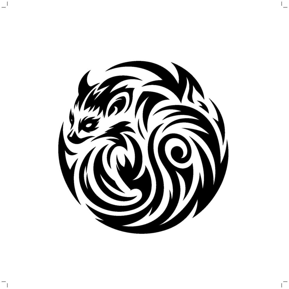 lemur monkey in modern tribal tattoo, abstract line art of animals, minimalist contour. vector