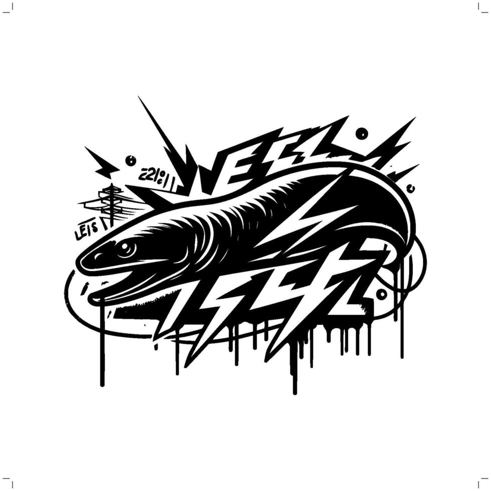 animal silhouette in graffiti tag, hip hop, street art typography illustration. vector