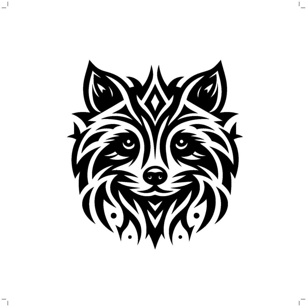 Raccoon in modern tribal tattoo, abstract line art of animals, minimalist contour. vector