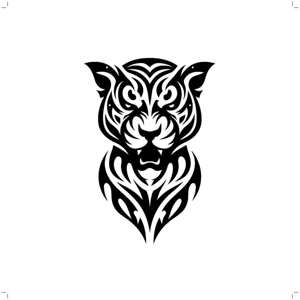 jaguar, leopard, panther in modern tribal tattoo, abstract line art of animals, minimalist contour. vector