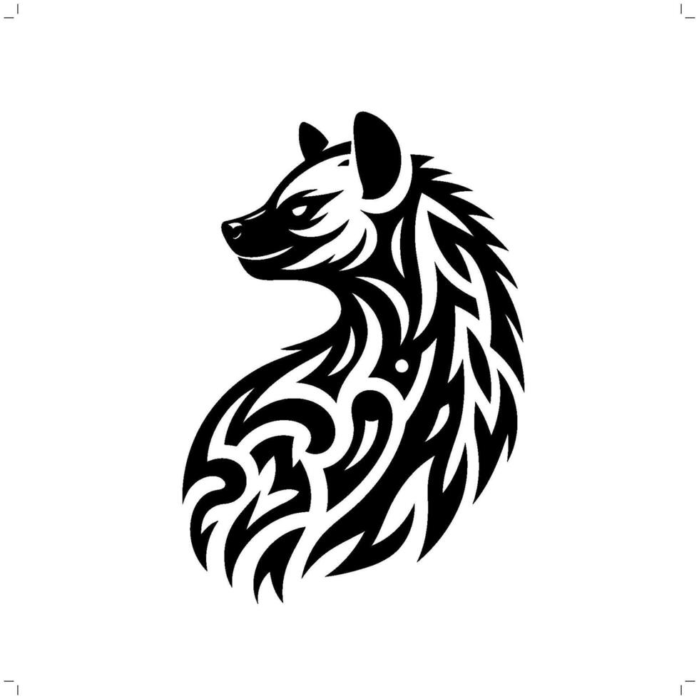 hyena in modern tribal tattoo, abstract line art of animals, minimalist contour. vector