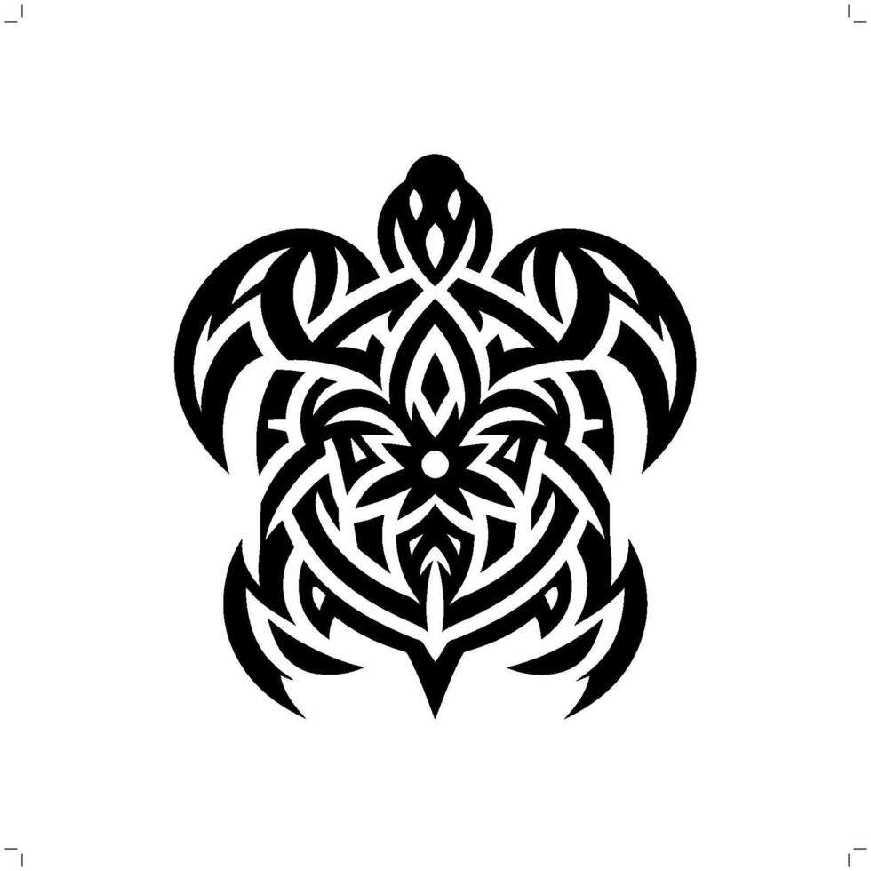 sea turtle in modern tribal tattoo, abstract line art of animals, minimalist contour. vector