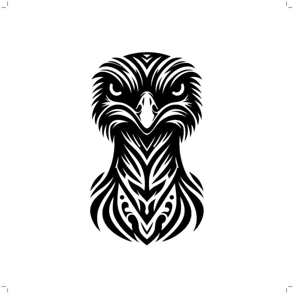 Ostrich in modern tribal tattoo, abstract line art of animals, minimalist contour. vector