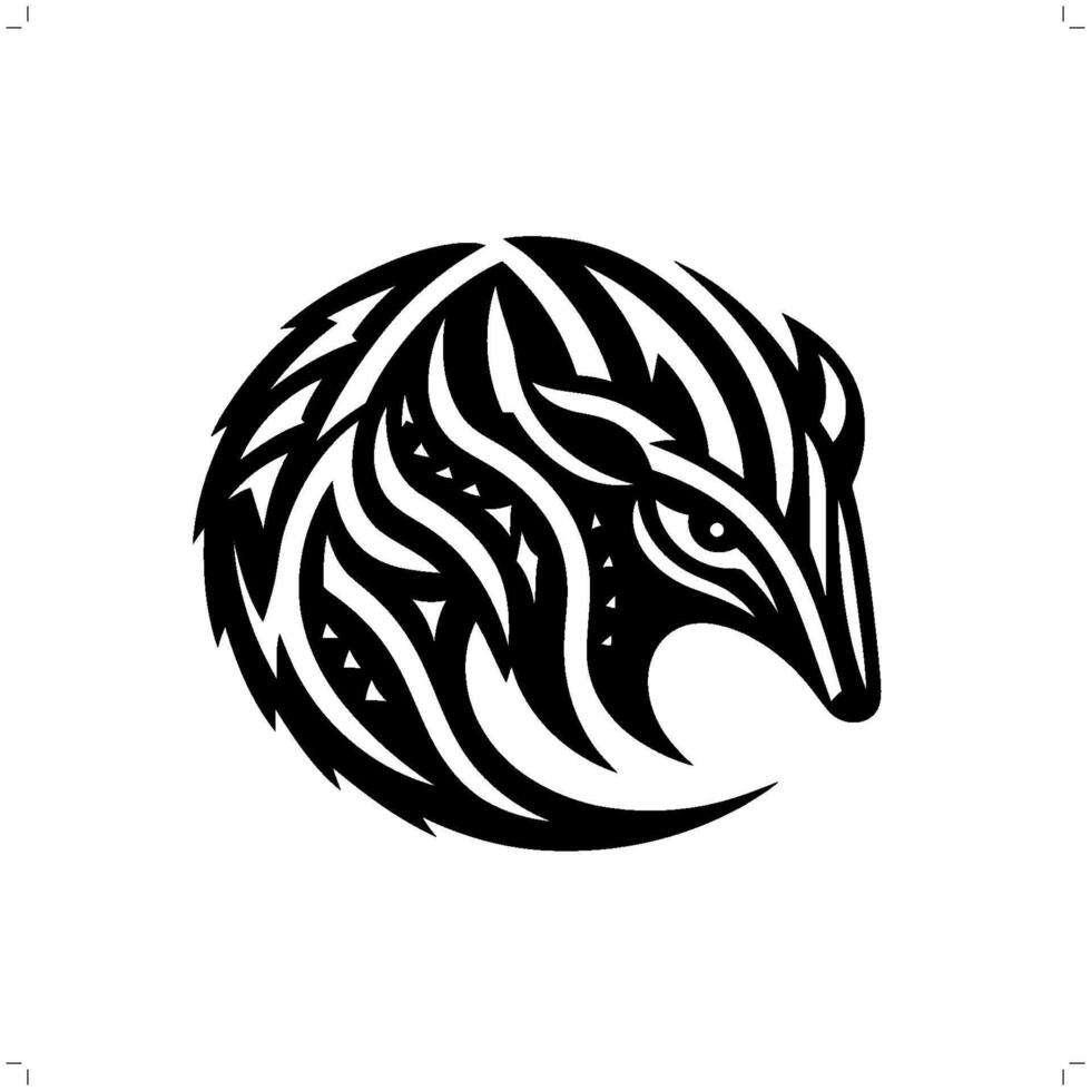 armadillo , pangolín en moderno tribal tatuaje, resumen línea Arte de animales, minimalista contorno. vector