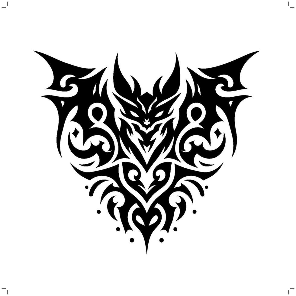 bat in modern tribal tattoo, abstract line art of animals, minimalist contour. vector