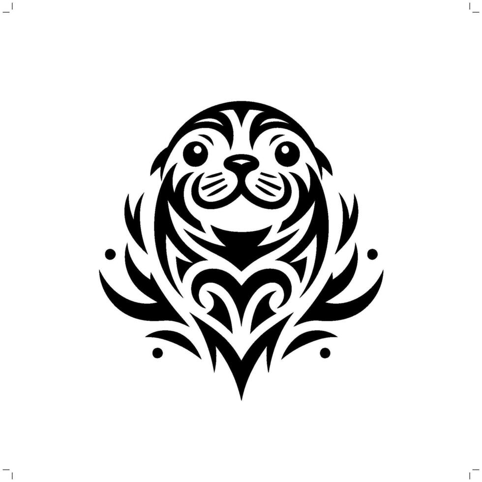 seal , sealion in modern tribal tattoo, abstract line art of animals, minimalist contour. vector
