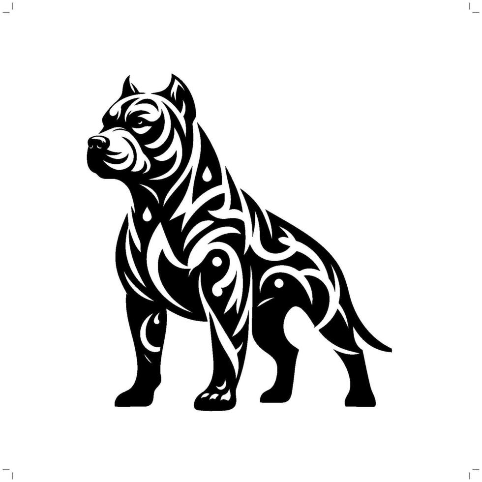 pitbull dog in modern tribal tattoo, abstract line art of animals, minimalist contour. vector