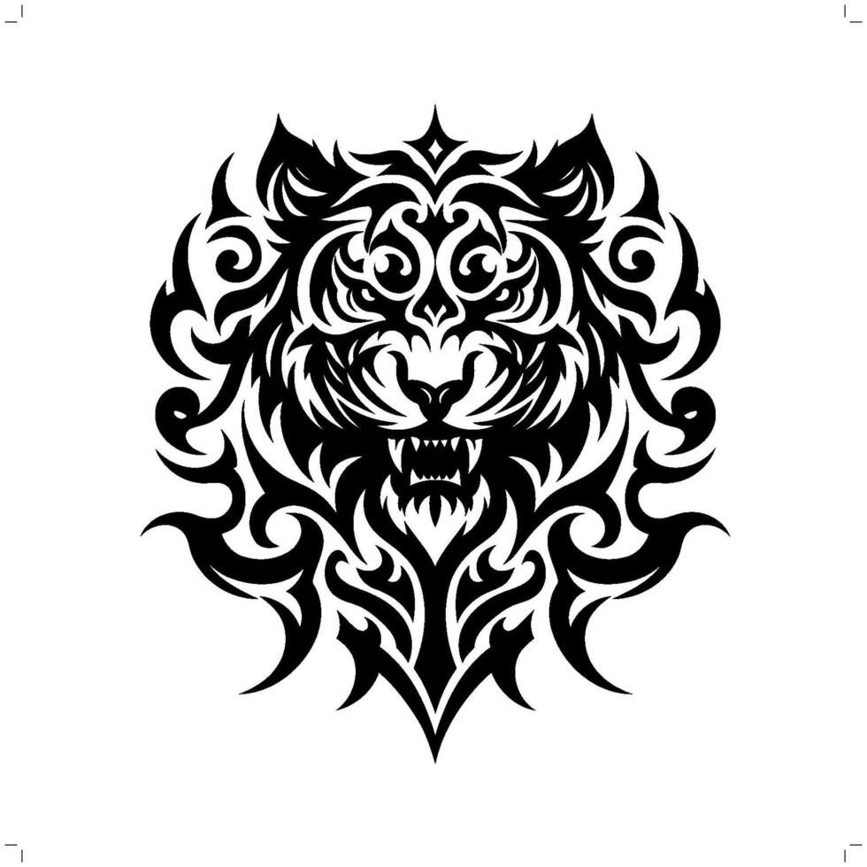 Tigre en moderno tribal tatuaje, resumen línea Arte de animales, minimalista contorno. vector