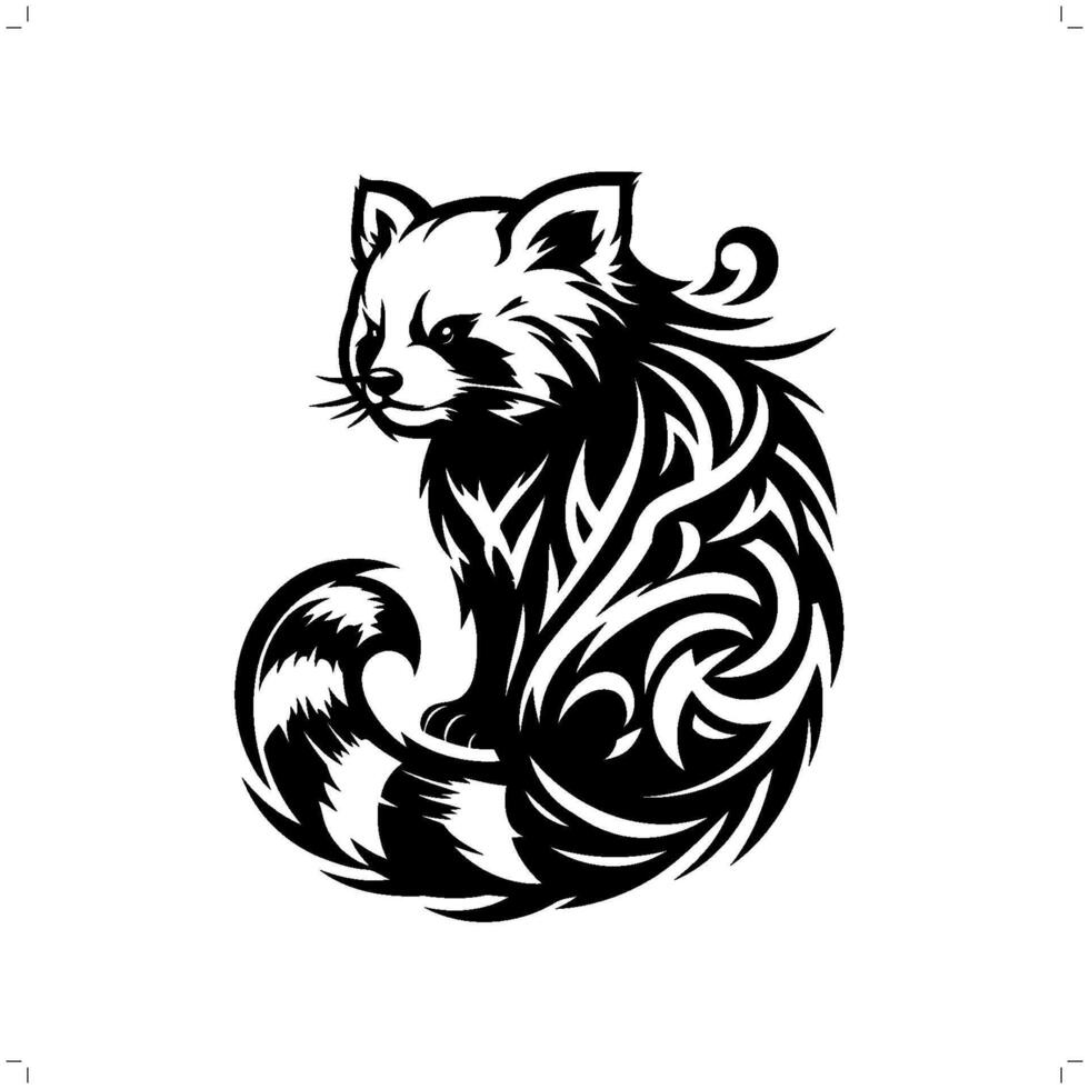 rojo panda en moderno tribal tatuaje, resumen línea Arte de animales, minimalista contorno. vector