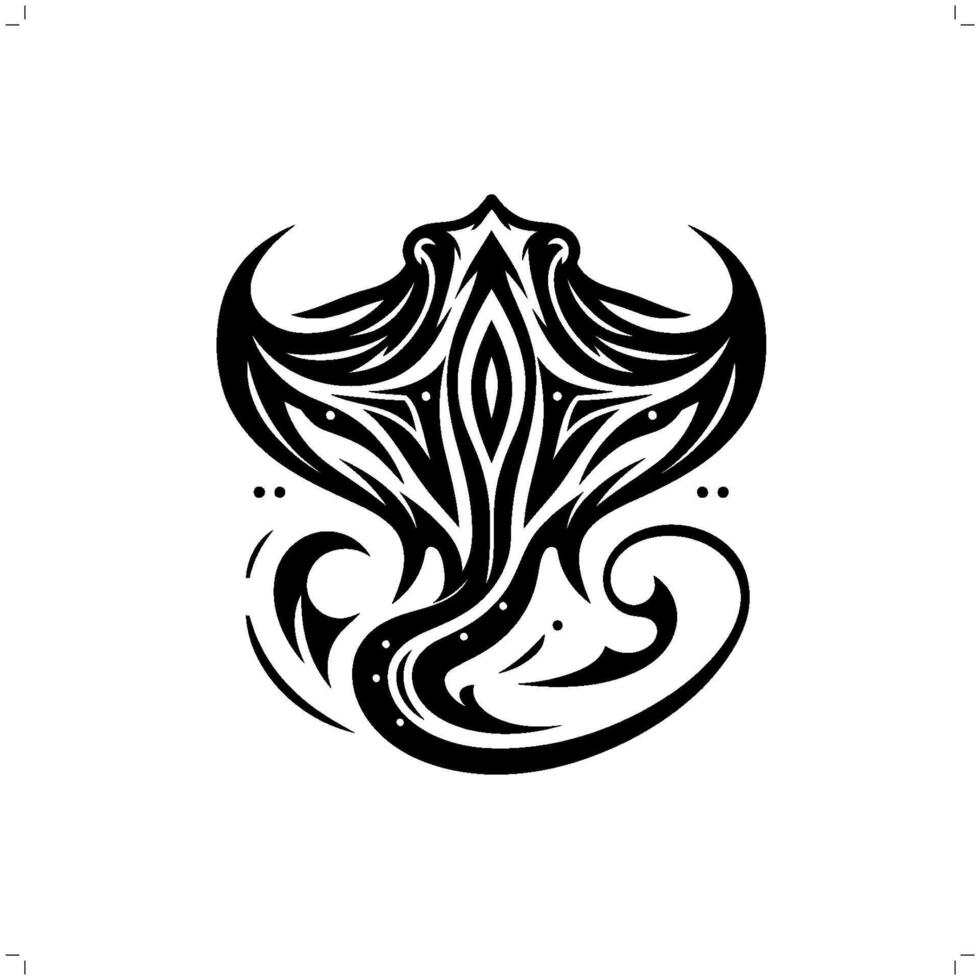 mantarraya pescado en moderno tribal tatuaje, resumen línea Arte de animales, minimalista contorno. vector