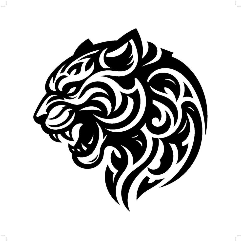 jaguar, leopard, panther in modern tribal tattoo, abstract line art of animals, minimalist contour. vector