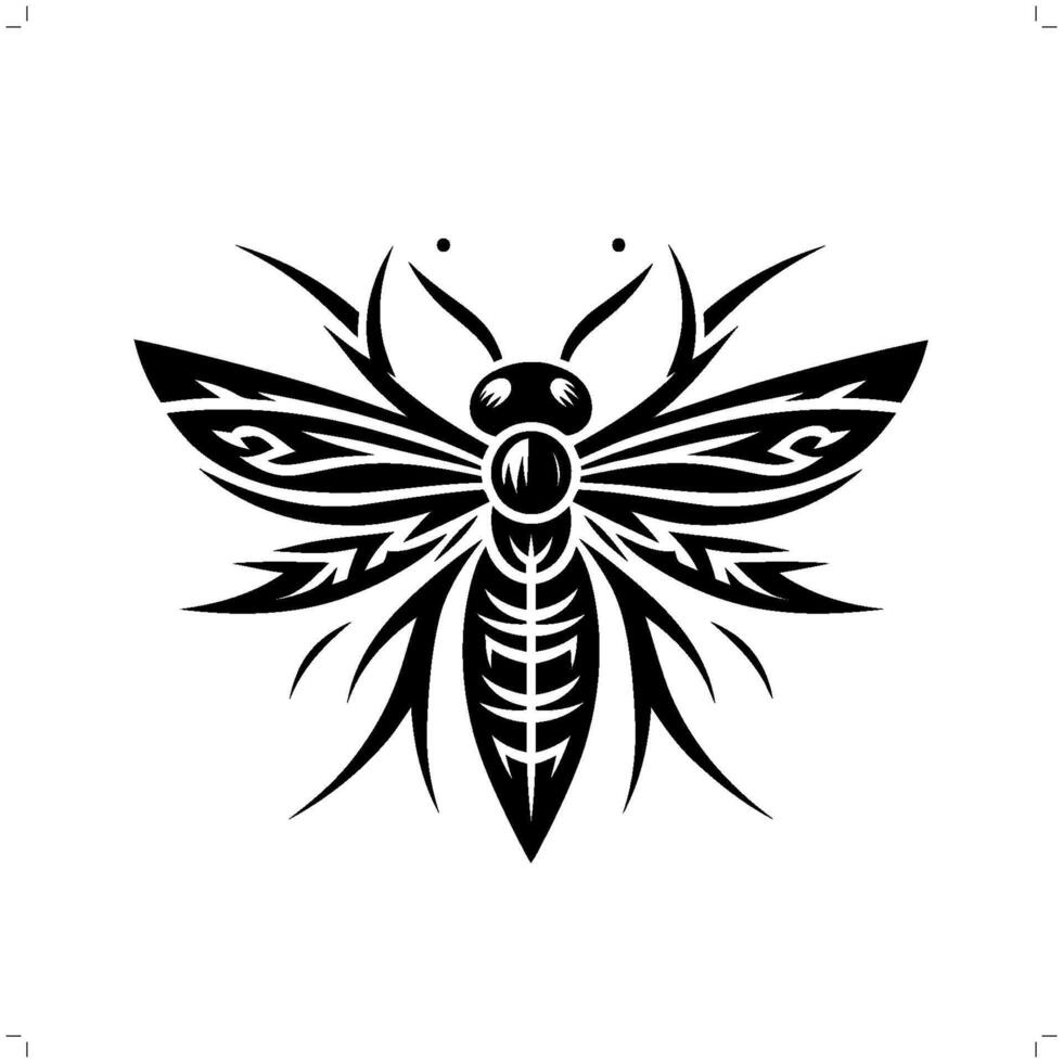Firefly in modern tribal tattoo, abstract line art of animals, minimalist contour. vector