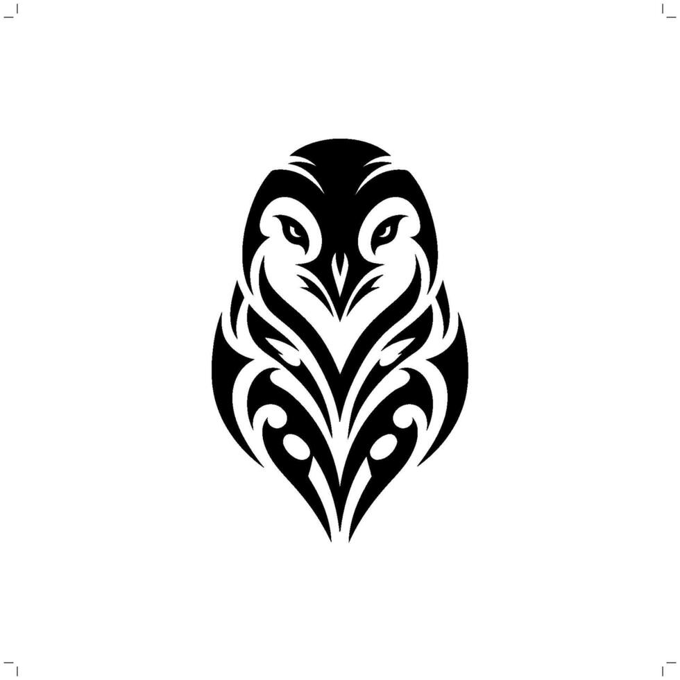 Penguin in modern tribal tattoo, abstract line art of animals, minimalist contour. vector