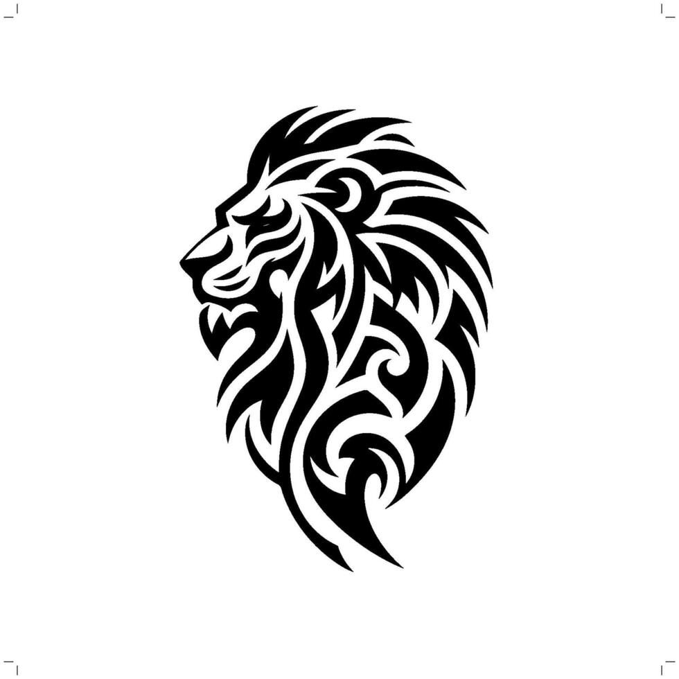 lion, leo in modern tribal tattoo, abstract line art of animals, minimalist contour. vector