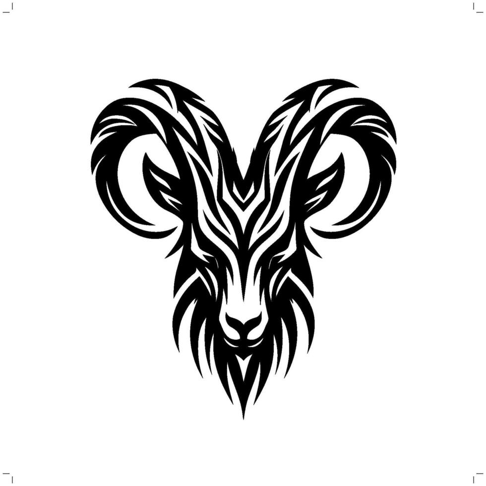 Goat, sheep in modern tribal tattoo, abstract line art of animals, minimalist contour. vector