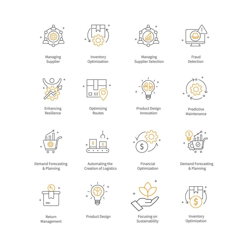 Supply Chain Icon Design Set vector