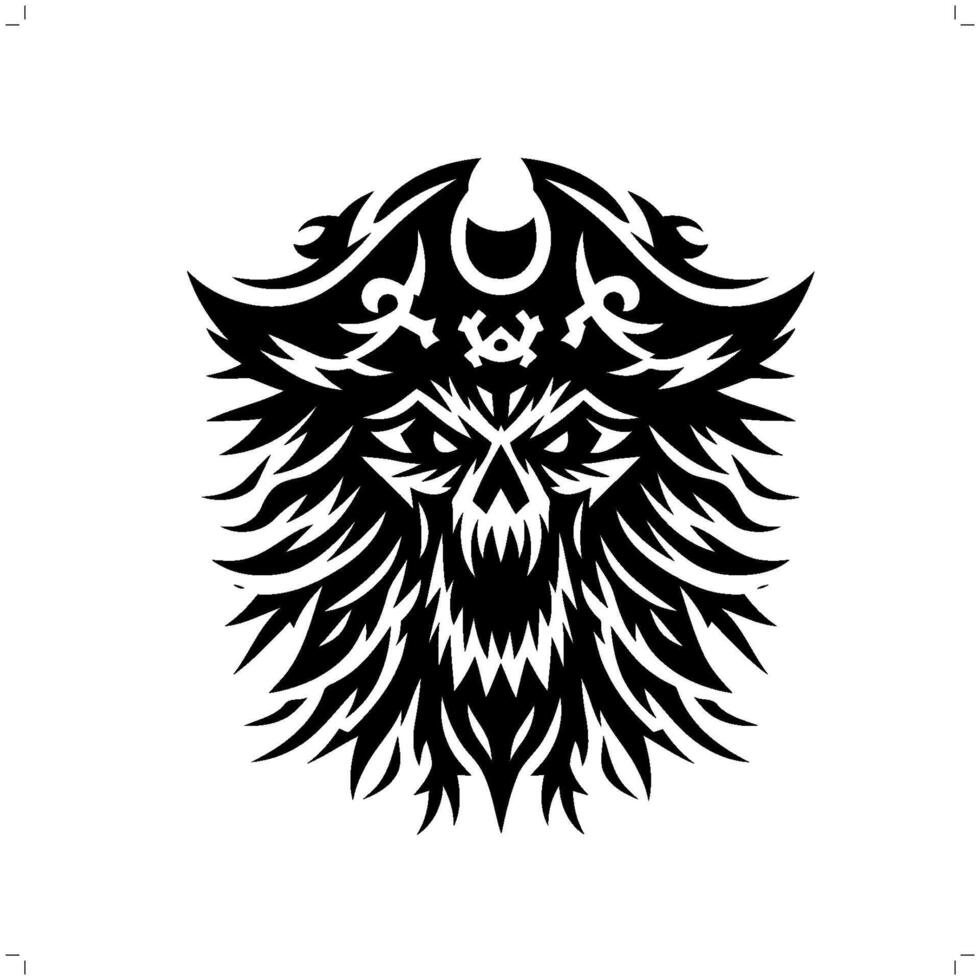 pirate in modern tribal tattoo, abstract line art of people, minimalist contour. vector