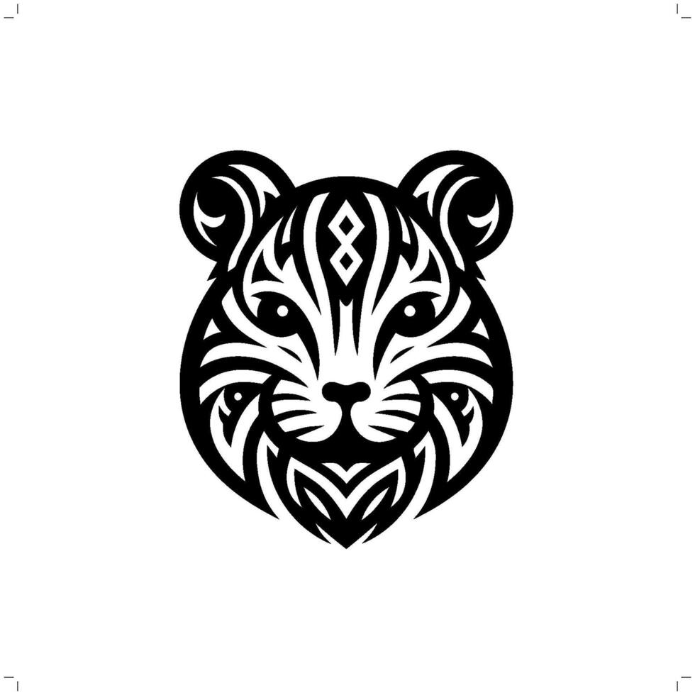 Hamster in modern tribal tattoo, abstract line art of animals, minimalist contour. vector