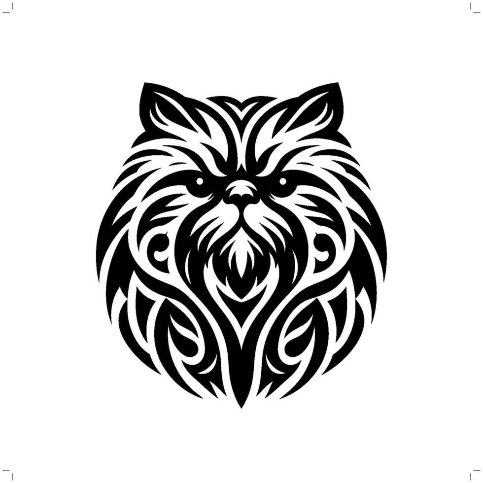 persian, ragdoll cat in modern tribal tattoo, abstract line art of animals, minimalist contour. vector