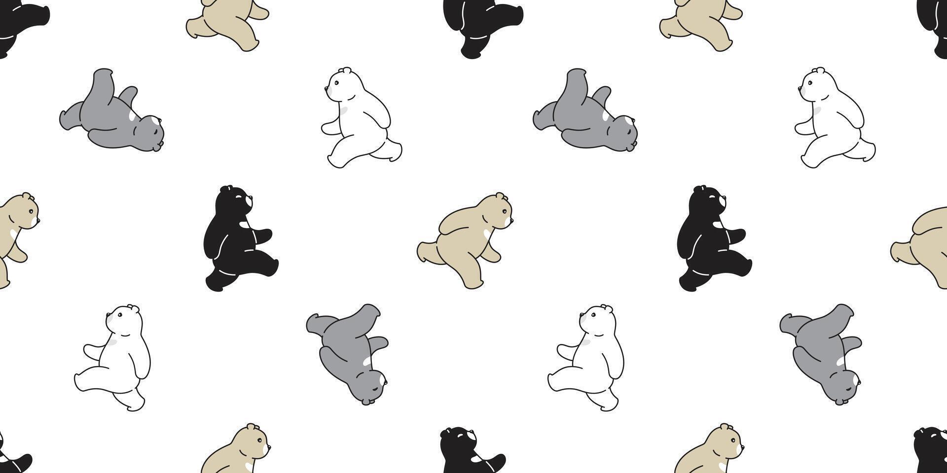 bear seamless pattern polar running walking repeat wallpaper teddy scarf isolated cloud cartoon illustration tile background illustration doodle design vector