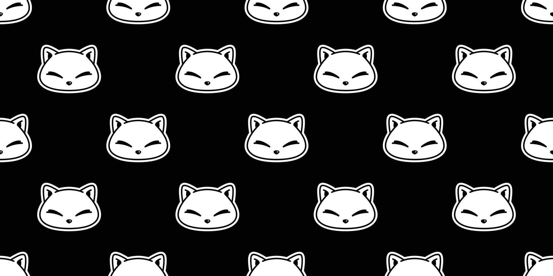 gato sin costura modelo gatito cabeza calicó mascota bufanda aislado repetir antecedentes animal dibujos animados loseta fondo de pantalla ilustración garabatear negro diseño vector