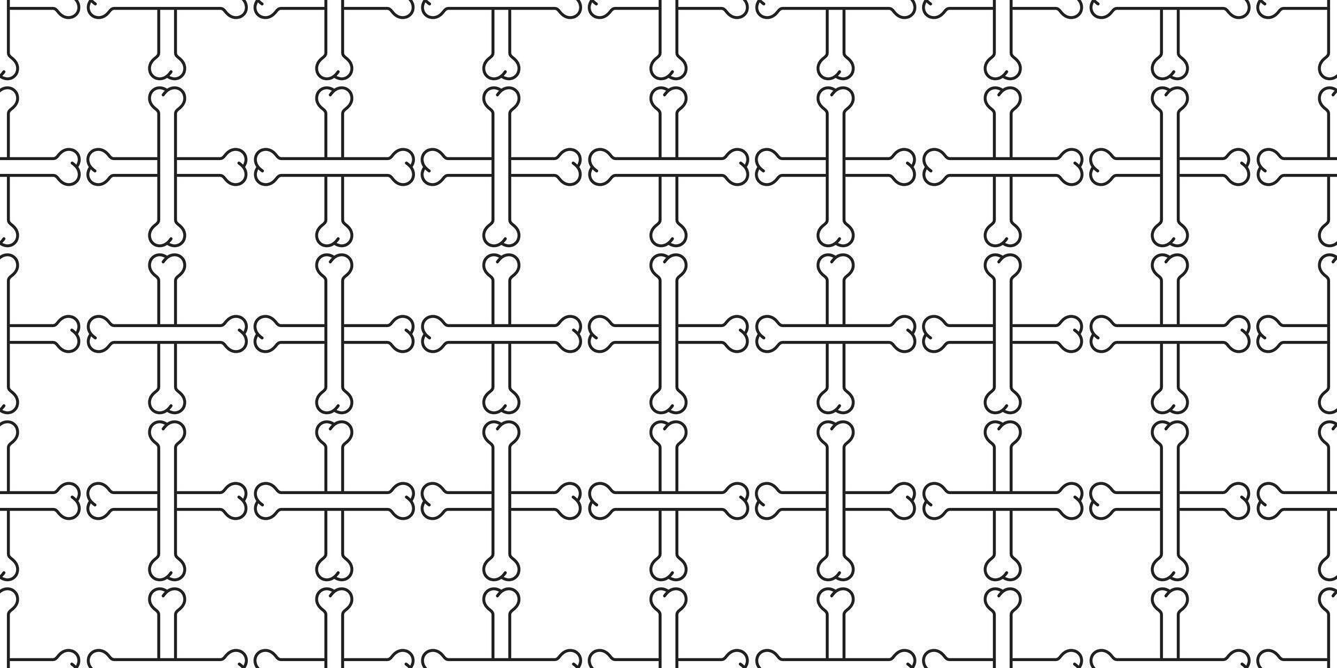 dog bone seamless pattern checked french bulldog pet puppy cartoon skeleton halloween repeat wallpaper tile background scarf isolated illustration doodle black design white vector