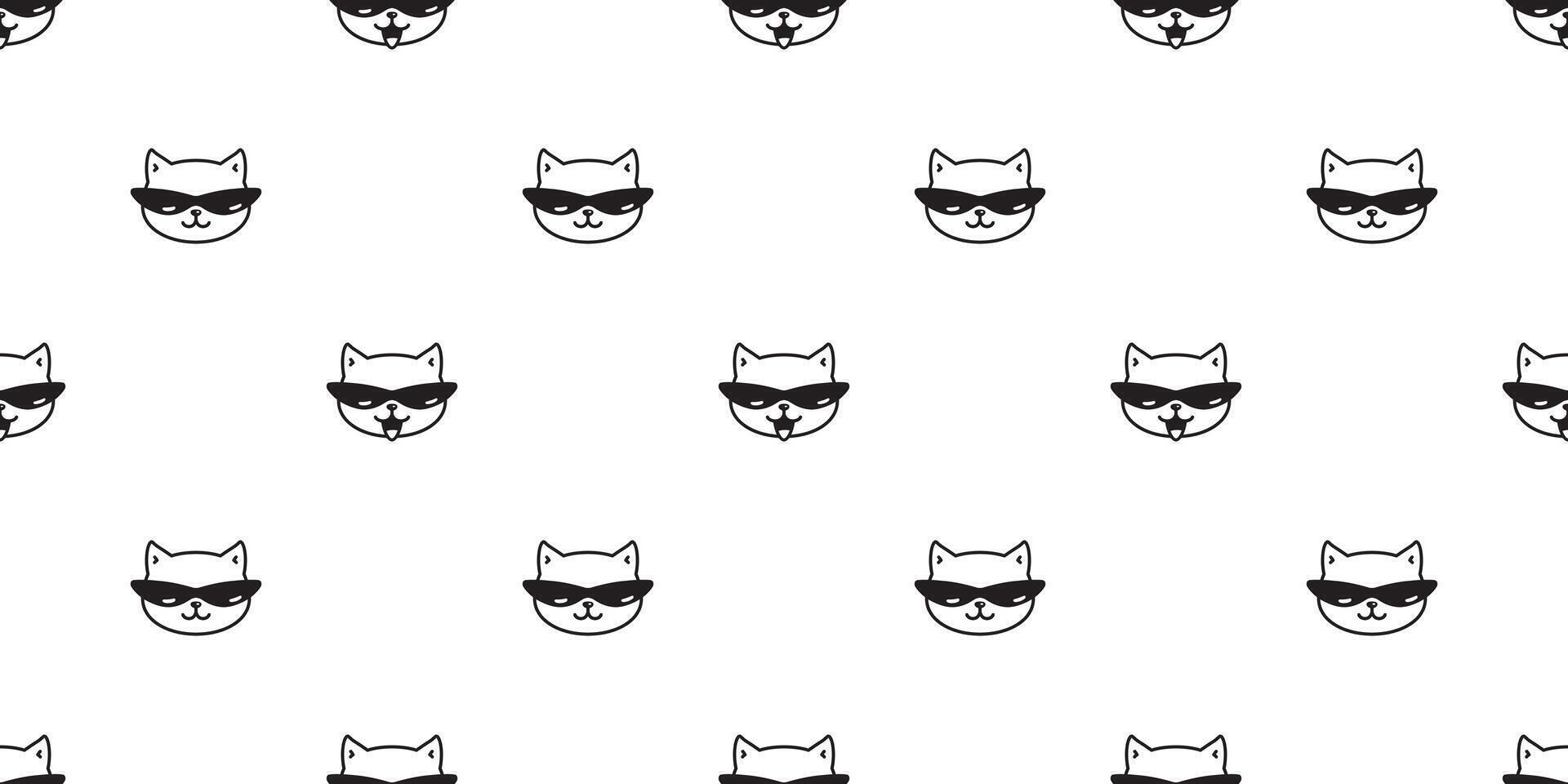 gato sin costura modelo gatito Gafas de sol calicó mascota bufanda aislado repetir antecedentes dibujos animados animal loseta fondo de pantalla ilustración garabatear diseño vector