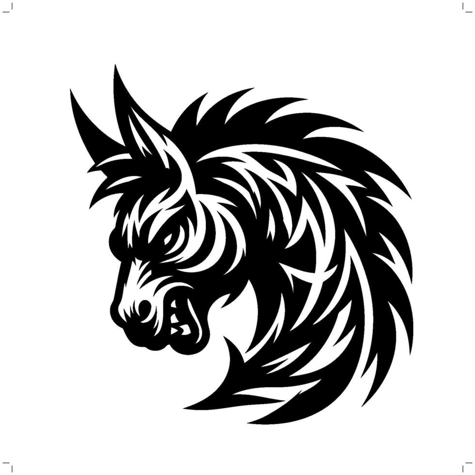 Donkey in modern tribal tattoo, abstract line art of animals, minimalist contour. vector