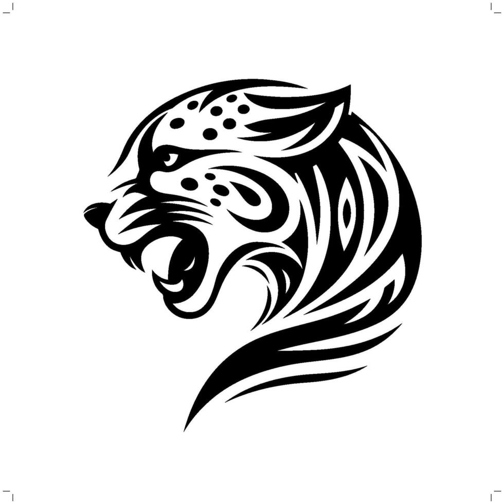 Cheetah in modern tribal tattoo, abstract line art of animals, minimalist contour. vector