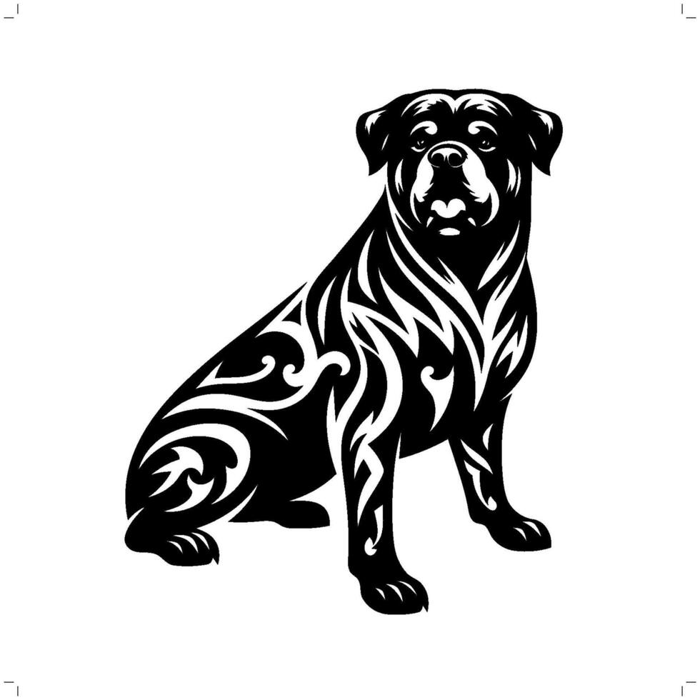 Rottweiler dog in modern tribal tattoo, abstract line art of animals, minimalist contour. vector