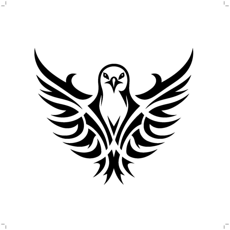 Seagull in modern tribal tattoo, abstract line art of animals, minimalist contour. vector
