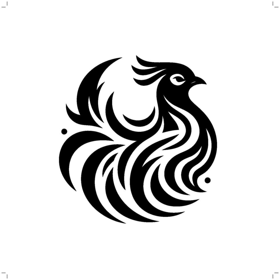 pheasant, chicken in modern tribal tattoo, abstract line art of animals, minimalist contour. vector