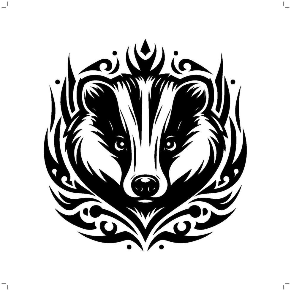 tejón en moderno tribal tatuaje, resumen línea Arte de animales, minimalista contorno. vector