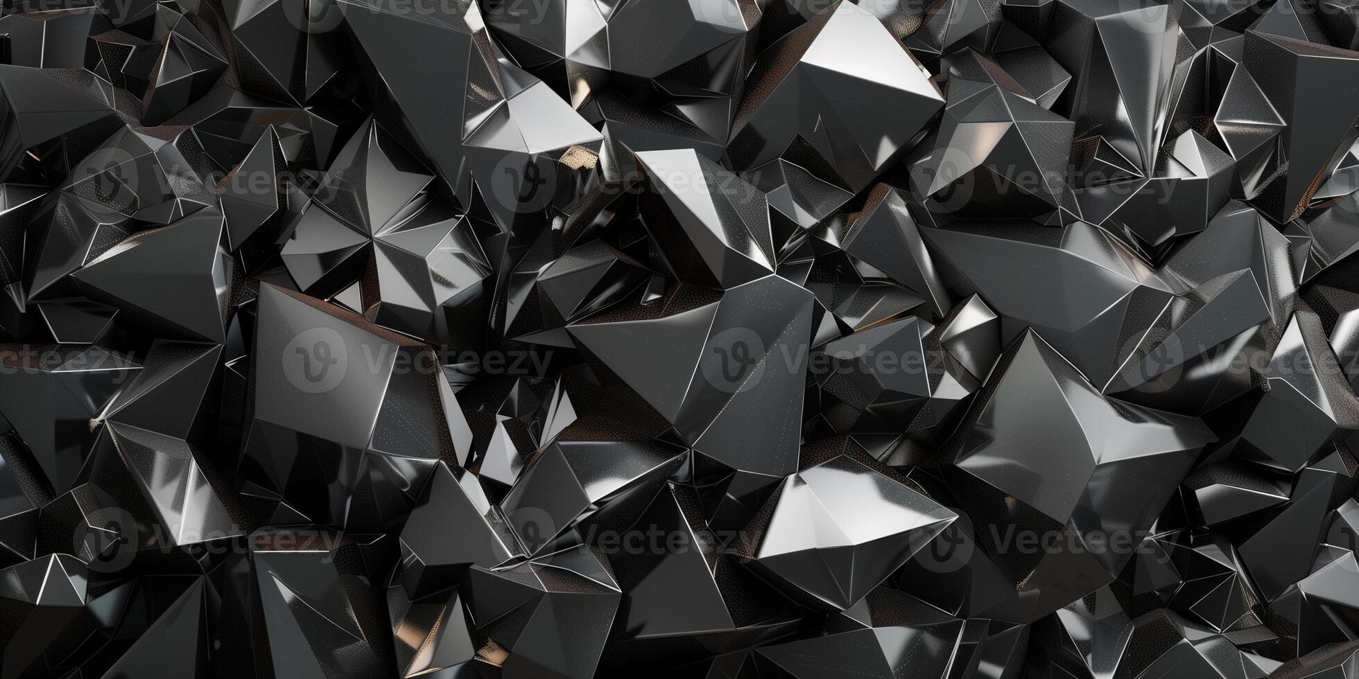 Black abstract of chaotic polygonal shapes. Futuristic background with polygonal shapes photo