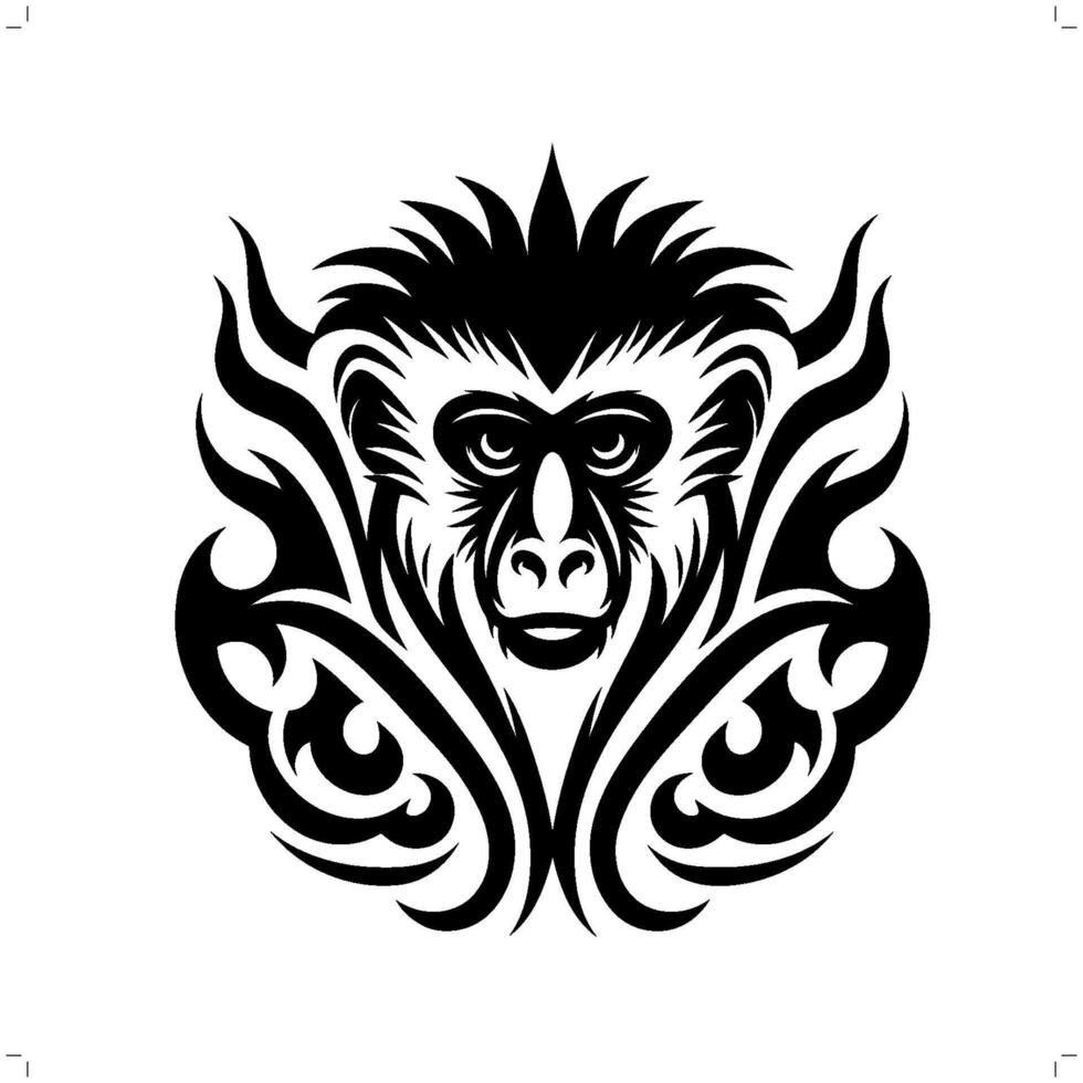 colobo mono en moderno tribal tatuaje, resumen línea Arte de animales, minimalista contorno. vector