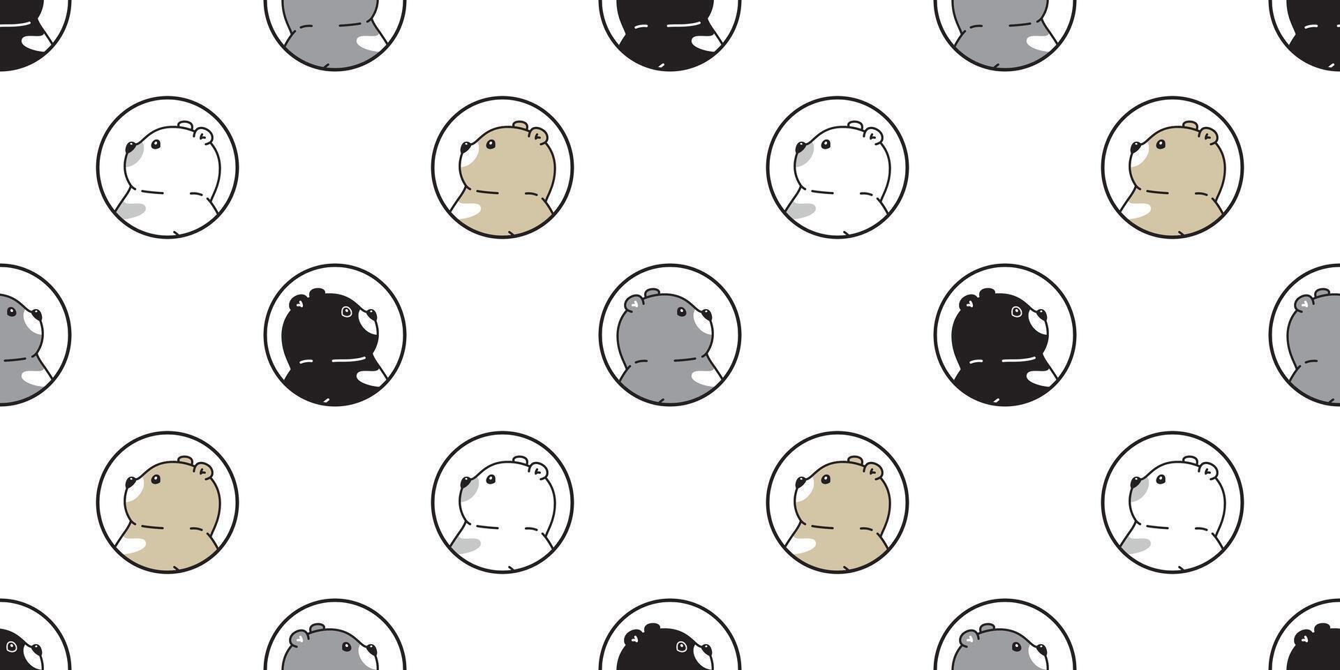 Bear seamless pattern polar bear cartoon breed tile wallpaper repeat background illustration design vector