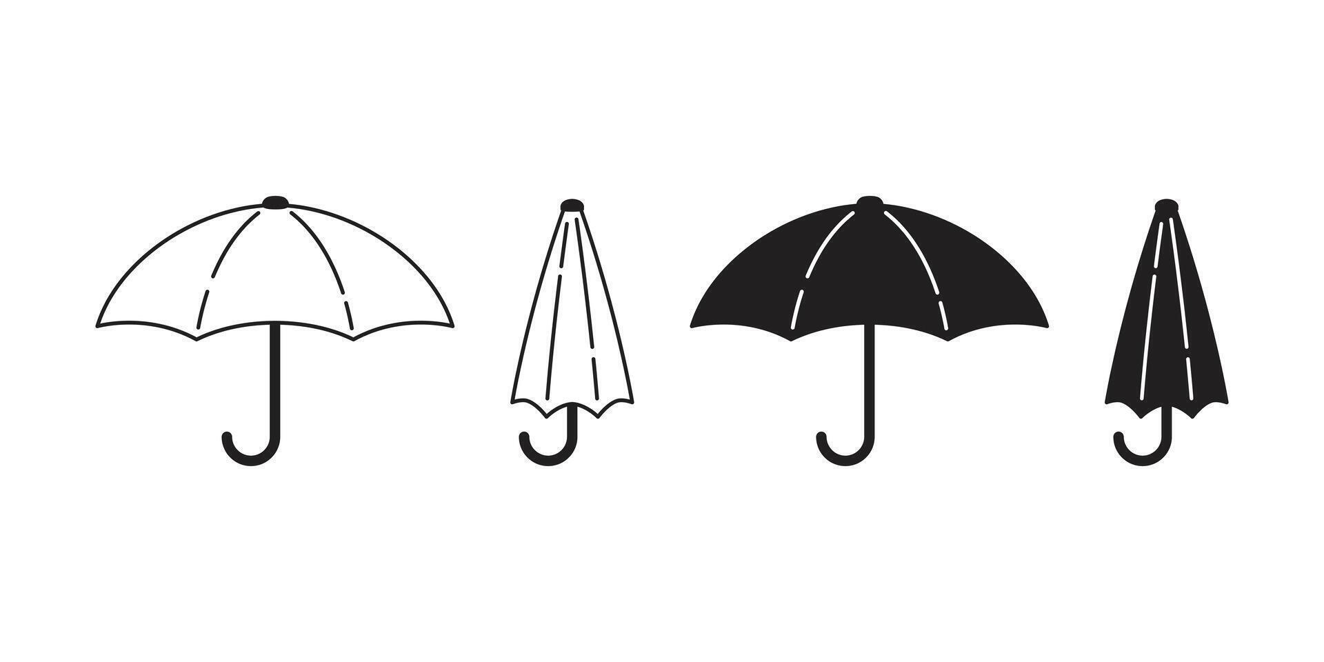 umbrella icon logo rain cartoon character symbol doodle illustration white black design vector