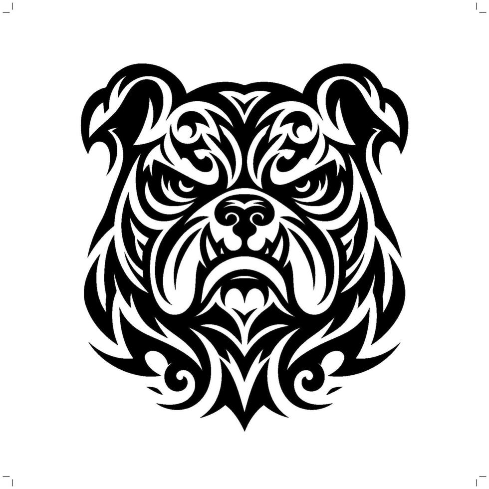Bulldog dog in modern tribal tattoo, abstract line art of animals, minimalist contour. vector