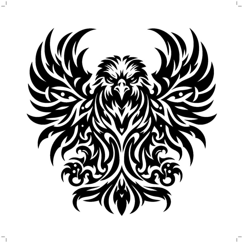 eagle, hawk in modern tribal tattoo, abstract line art of animals, minimalist contour. vector
