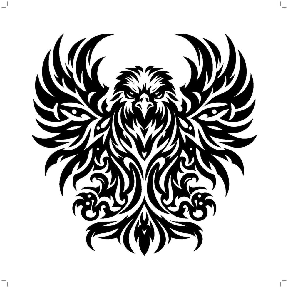 eagle, hawk in modern tribal tattoo, abstract line art of animals, minimalist contour. vector