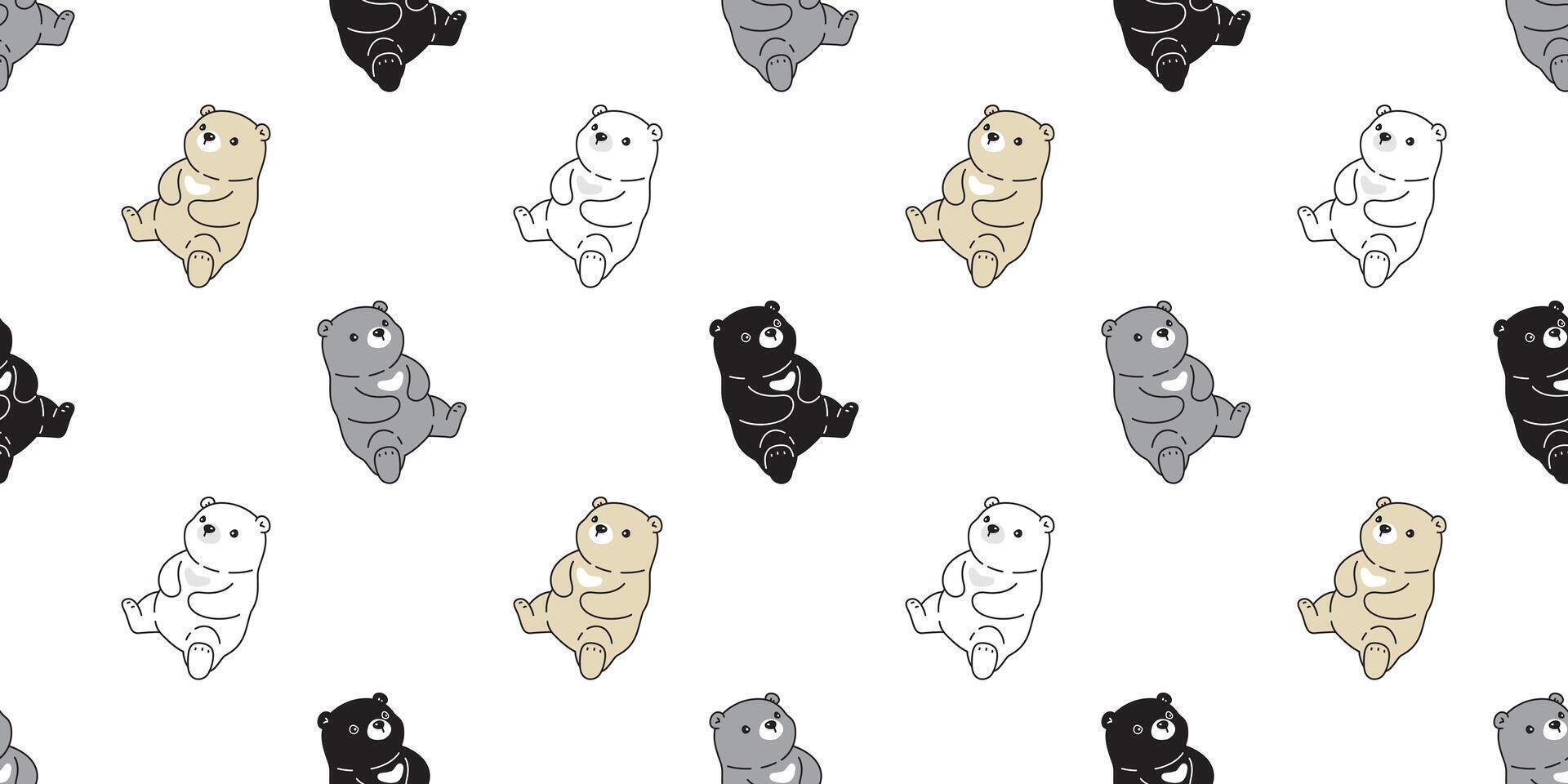 Bear seamless pattern polar bear sitting breed scarf isolated cartoon repeat background tile wallpaper illustration design vector