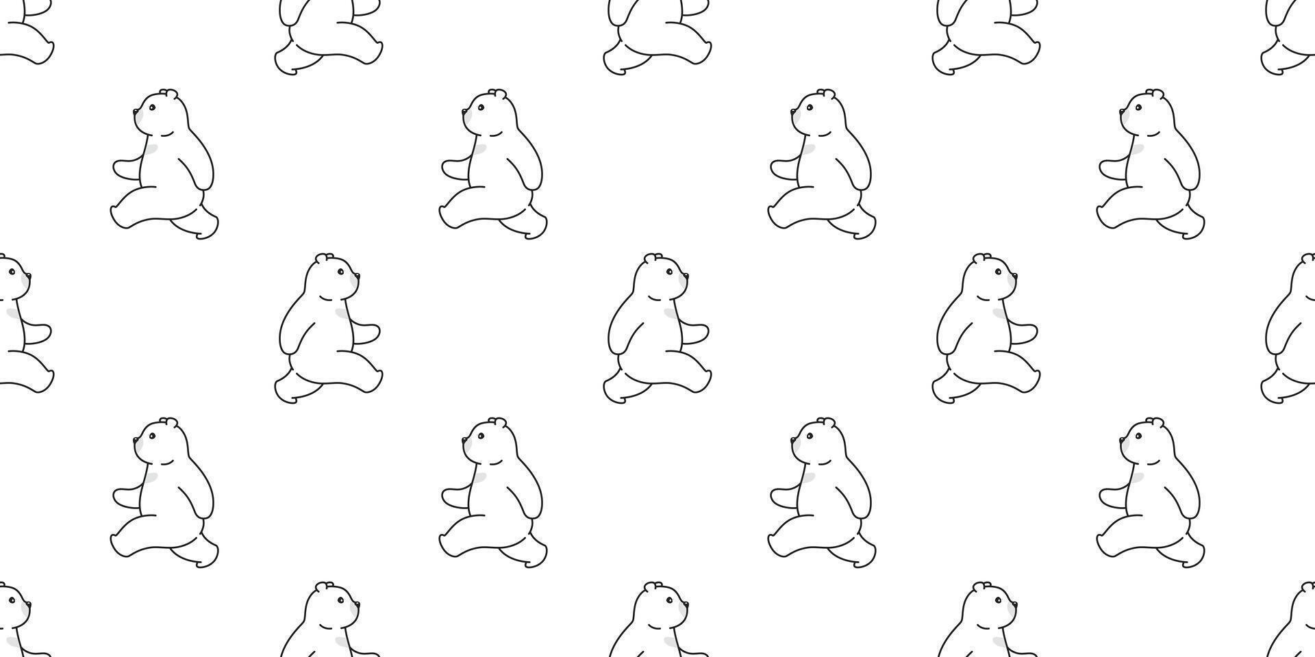 bear seamless pattern polar running walk repeat wallpaper teddy scarf isolated cloud cartoon illustration tile background illustration doodle design vector