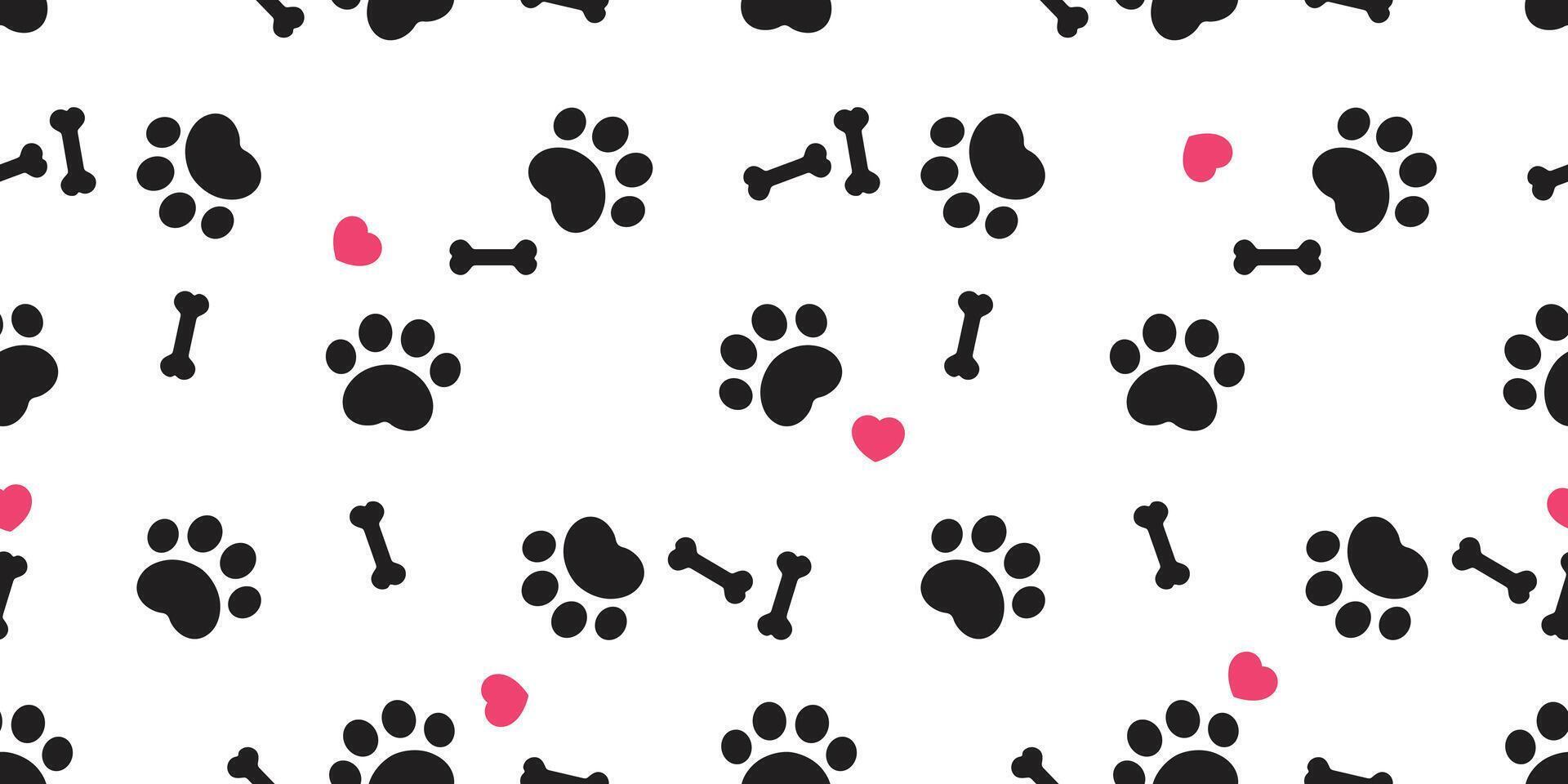 dog paw seamless pattern bone heart valentine french bulldog puppy pet cartoon repeat wallpaper tile background scarf isolate illustration doodle design vector