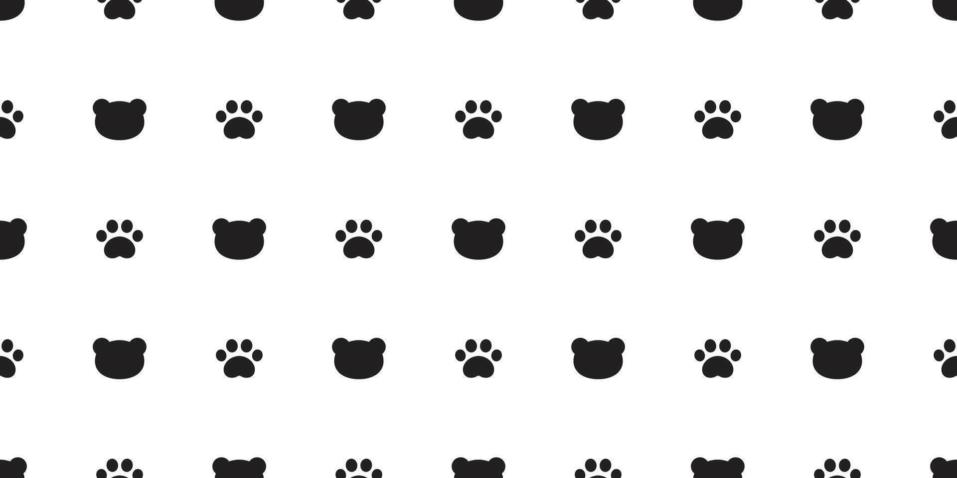 bear seamless pattern polar paw footprint head repeat wallpaper teddy scarf isolated cloud cartoon illustration tile background illustration doodle design vector