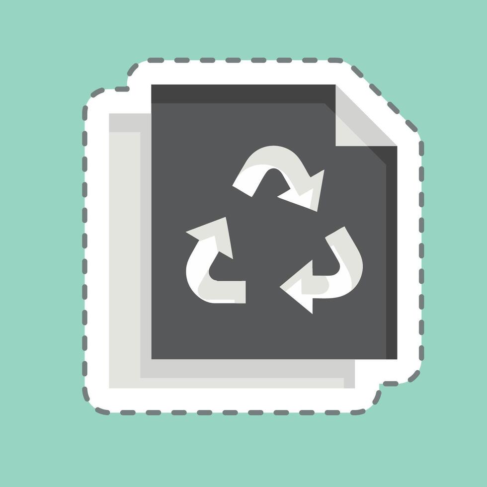 pegatina línea cortar papel reciclaje. relacionado a reciclaje símbolo. sencillo diseño ilustración vector