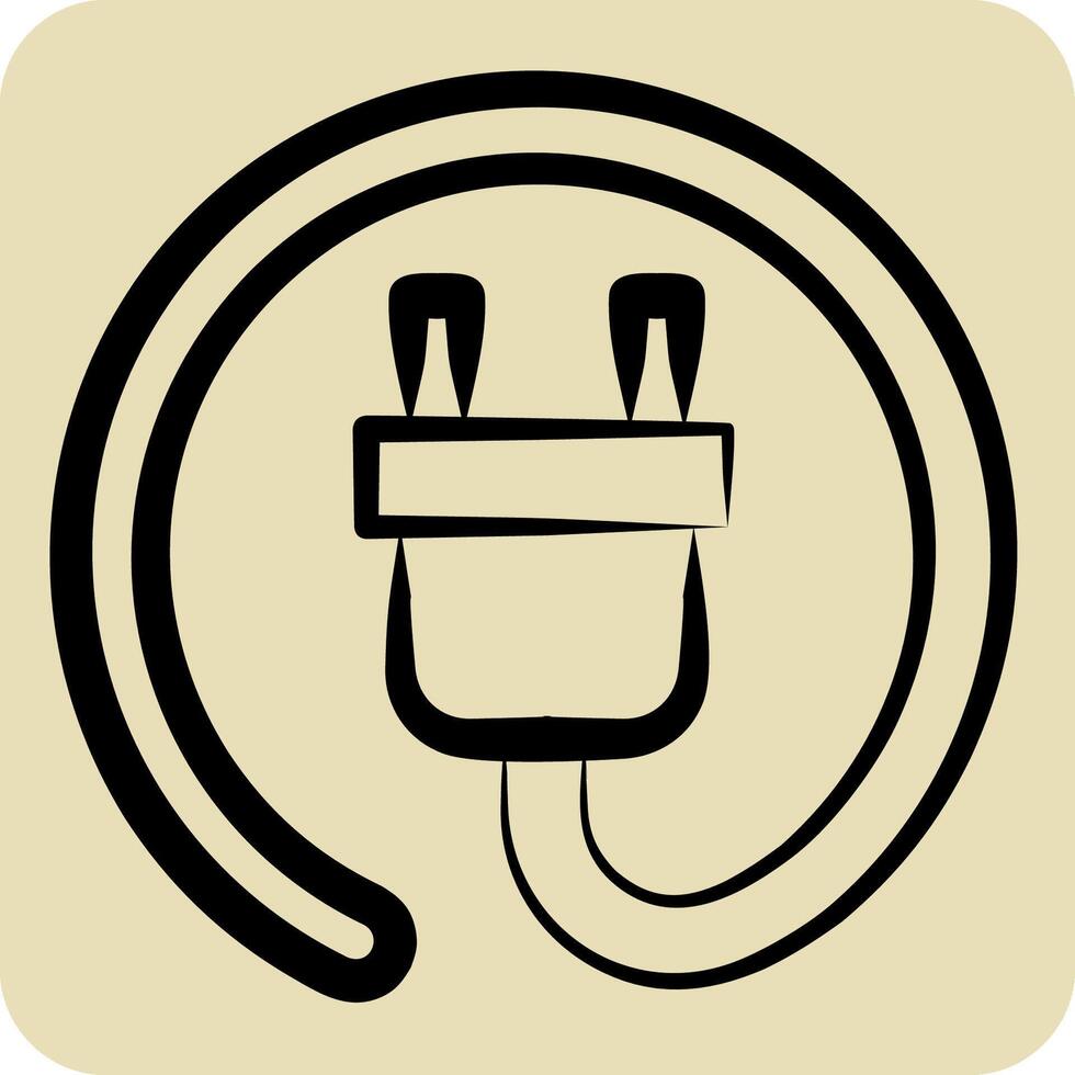 Icon Green Energy. related to Recycling symbol. hand drawn style. simple design illustration vector