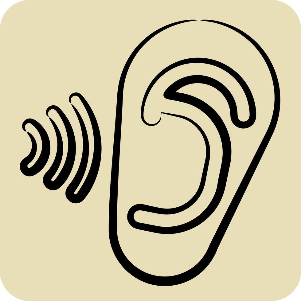 Icon Otology. related to Medical Specialties symbol. hand drawn style. simple design illustration vector